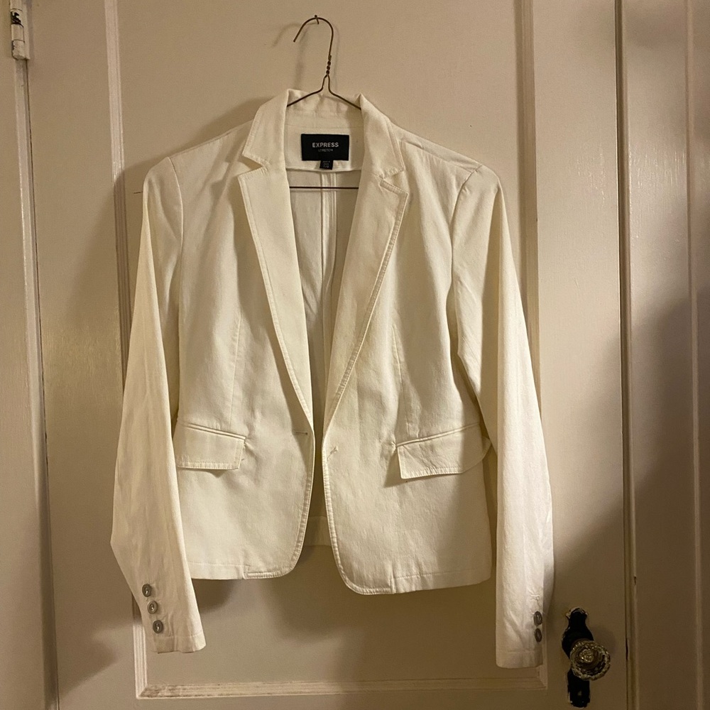 Express White Jean Stretch Jacket Size 7/8